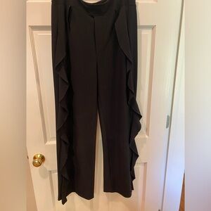 Lysse ruffle leg pull on black pants size L